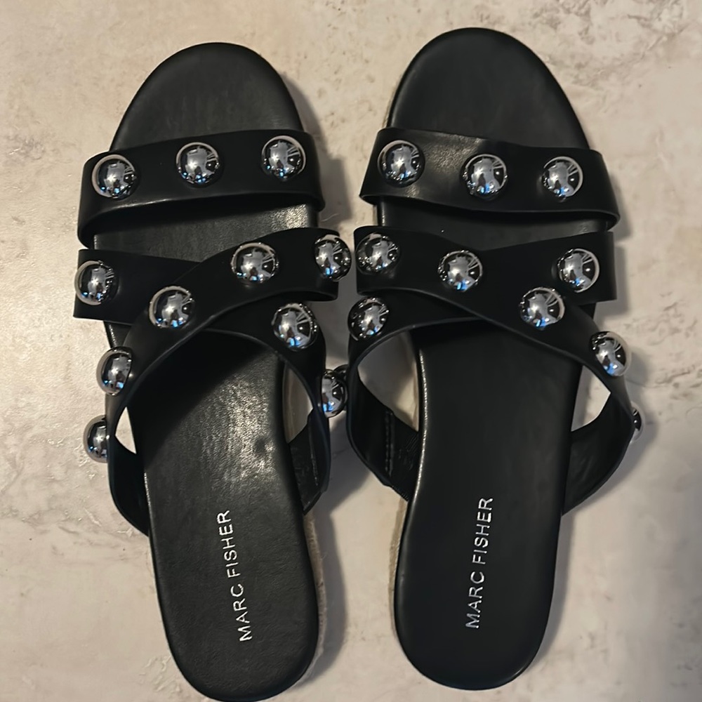 Marc Fisher Ornament Espadrille Slide Sandal 9.5